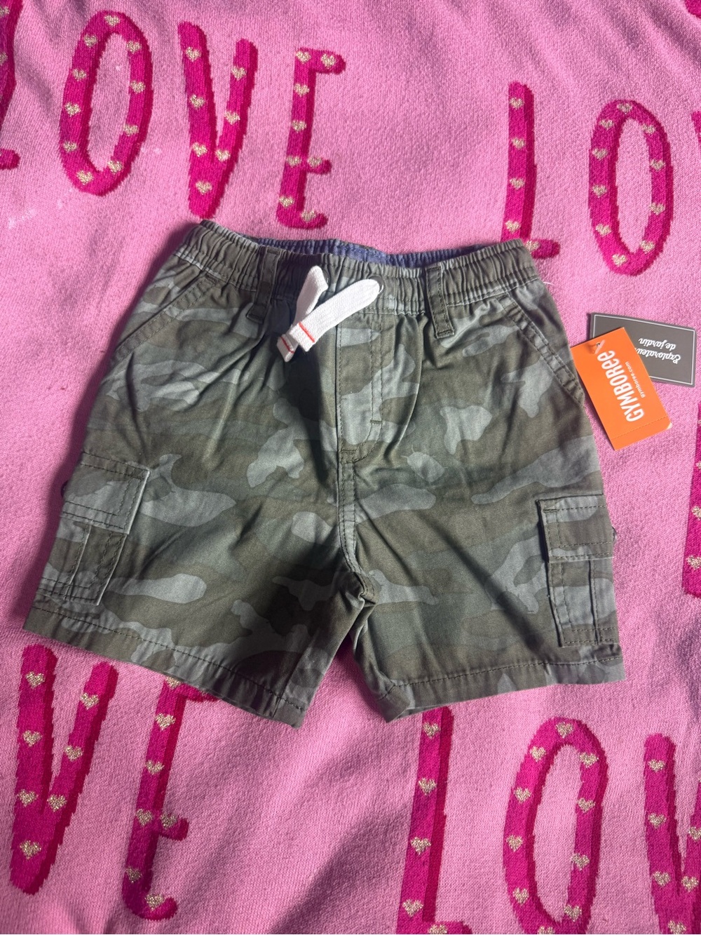 Gymboree Green Camo Cargo Shorts with White Drawstring NWT